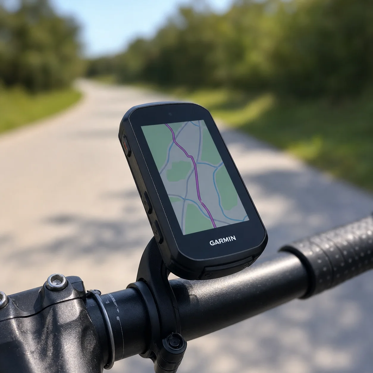 Foto do computador de ciclismo Garmin Edge 550 montado no guidão